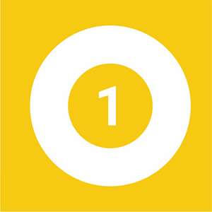 Number '1' in a yellow circle with a white border on a yellow background
