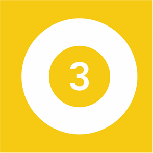 Yellow circle with a white number '3' on a yellow background