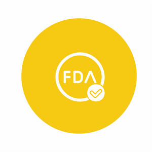 Yellow circle with FDA logo on a white background