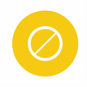 Yellow circle with a white exclusion or zero symbol